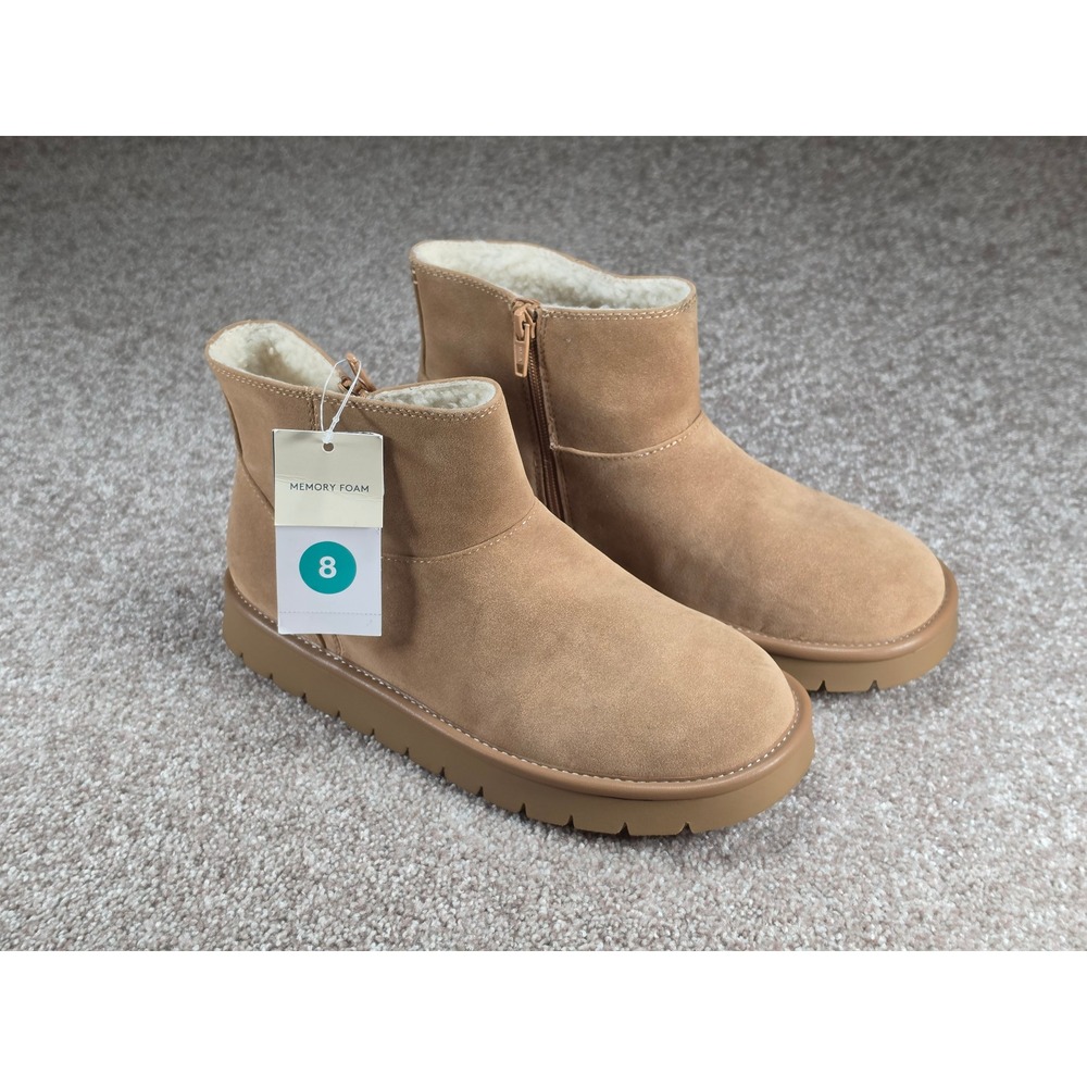 Universal Thread Womens Tan May Faux Suede Memory Foam Ankle Boots Size 8 NEW